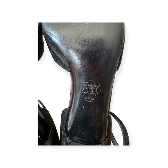 Vintage Charles Jourdan Black Suede Ankle Strap Pumps, Size 8 1/2 - Picture 11 of 16